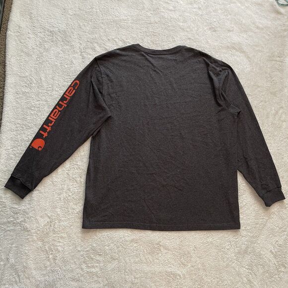 Carhartt Shirt Mens XL Heavyweight T-Shirt Long Sleeve Graphic Spell Out Gray - Picture 6 of 10